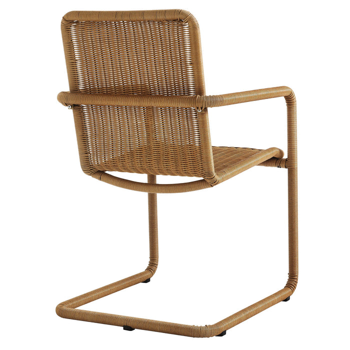 Abacus Outdoor Patio Wicker Dining Chairs Set of 2 Natural