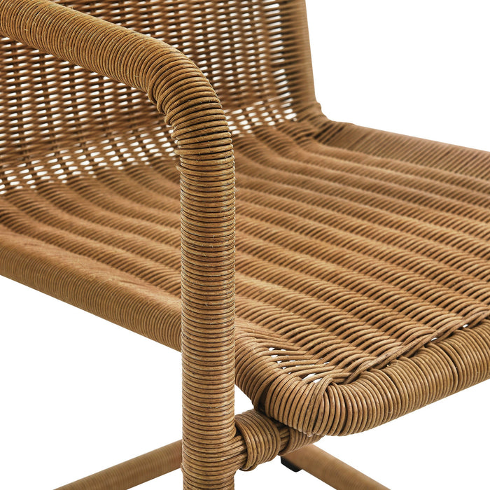Abacus Outdoor Patio Wicker Dining Chairs Set of 2 Natural