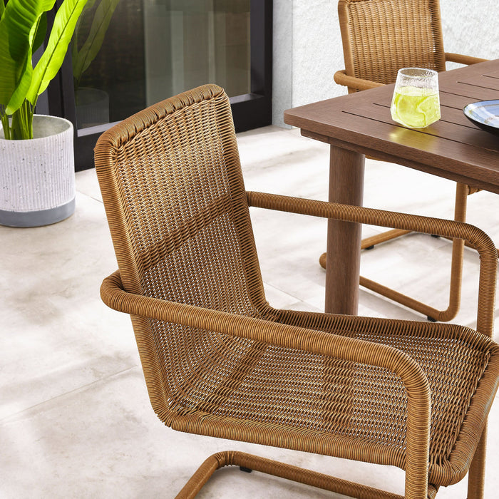 Abacus Outdoor Patio Wicker Dining Chairs Set of 2 Natural