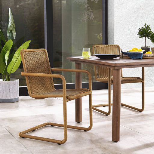 Abacus Outdoor Patio Wicker Dining Chairs Set of 2 Natural
