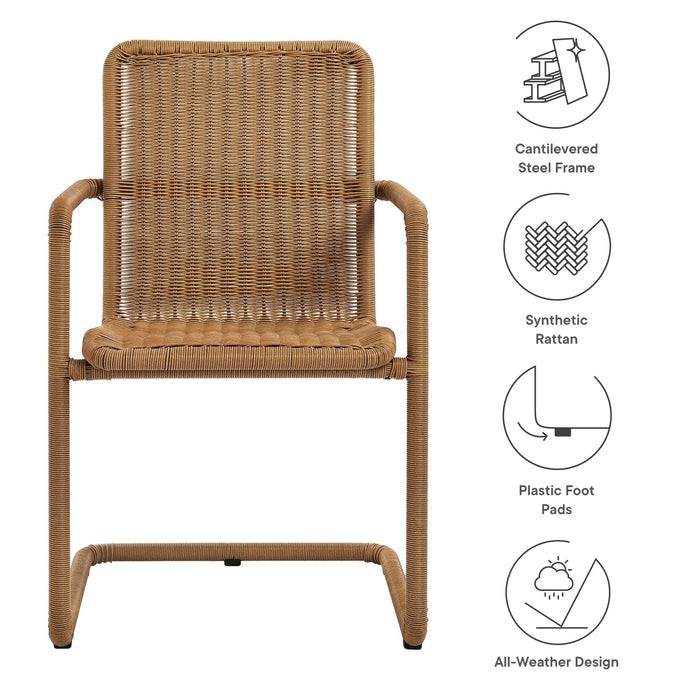 Abacus Outdoor Patio Wicker Dining Chairs Set of 2 Natural