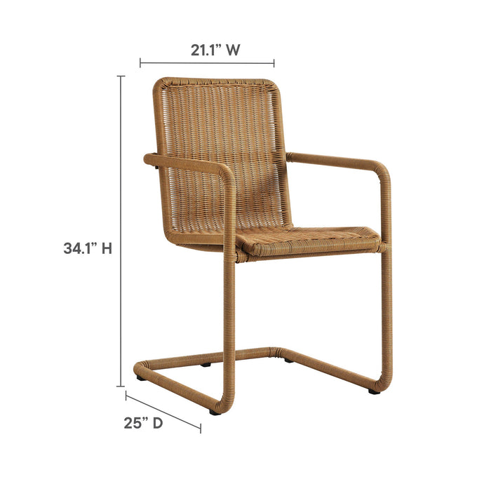 Abacus Outdoor Patio Wicker Dining Chairs Set of 2 Natural
