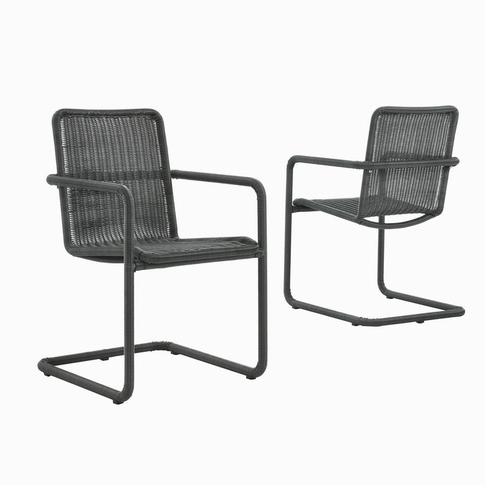 Abacus Outdoor Patio Wicker Dining Chairs Set of 2 Slate