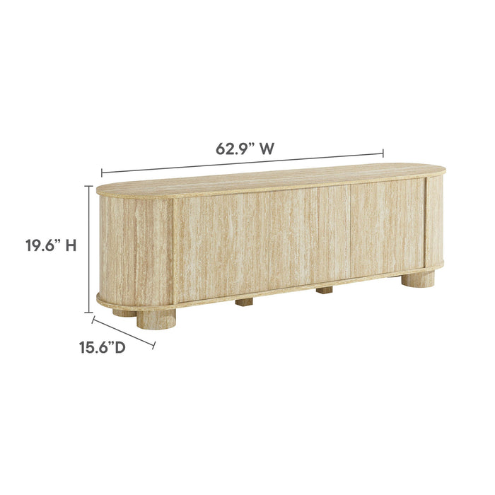 Overture 63” Oval Faux Travertine TV Stand