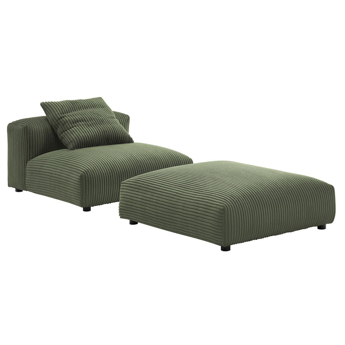 Modway Solace Modular Corduroy Upholstered Armless Chair and Ottoman Set Living Room Furniture - View 19