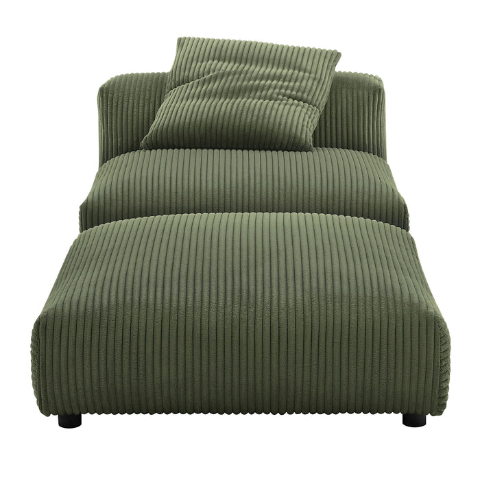 Modway Solace Modular Corduroy Upholstered Armless Chair and Ottoman Set Living Room Furniture - View 17