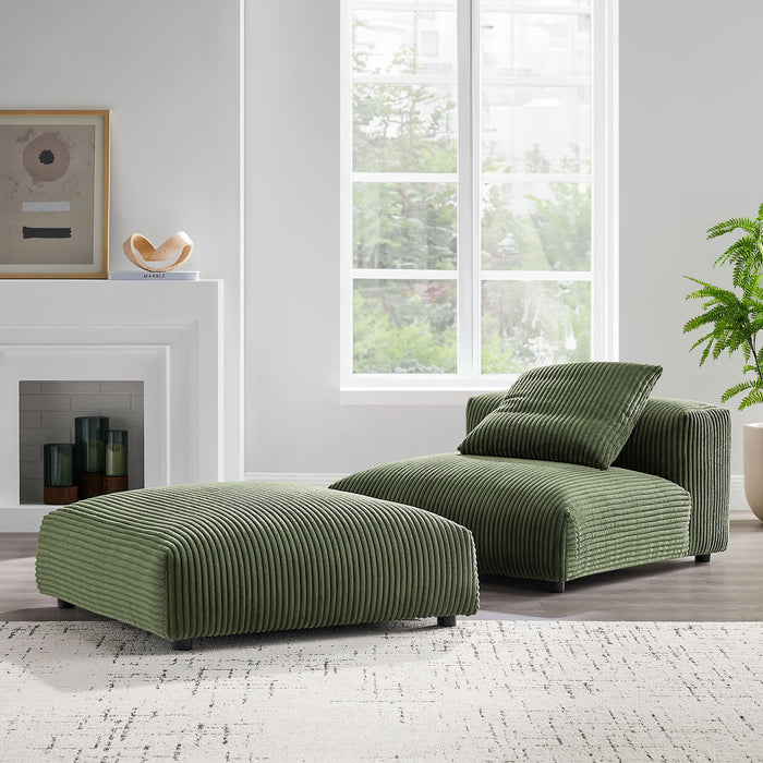 Modway Solace Modular Corduroy Upholstered Armless Chair and Ottoman Set Living Room Furniture - View 10