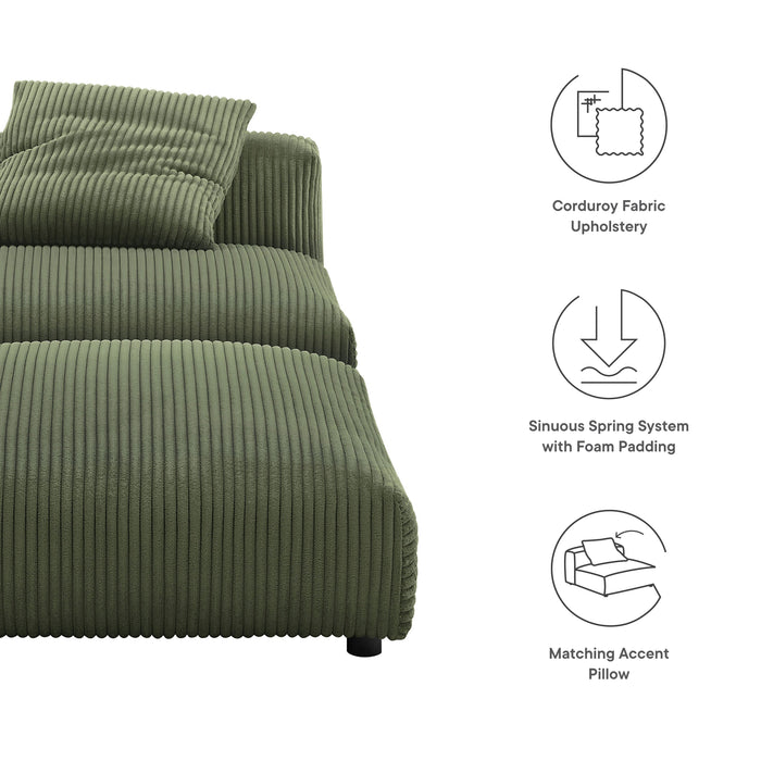 Modway Solace Modular Corduroy Upholstered Armless Chair and Ottoman Set Living Room Furniture - View 11