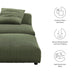 Modway Solace Modular Corduroy Upholstered Armless Chair and Ottoman Set Living Room Furniture - View 11