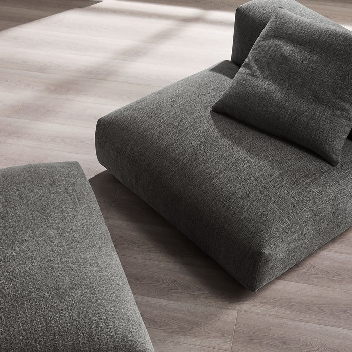 Modway Solace Modular Upholstered Fabric Armless Chair and Ottoman Set Living Room Furniture in Brown - Detail View