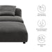 Modway Solace Modular Upholstered Fabric Armless Chair and Ottoman Set Living Room Furniture in Brown - Side View