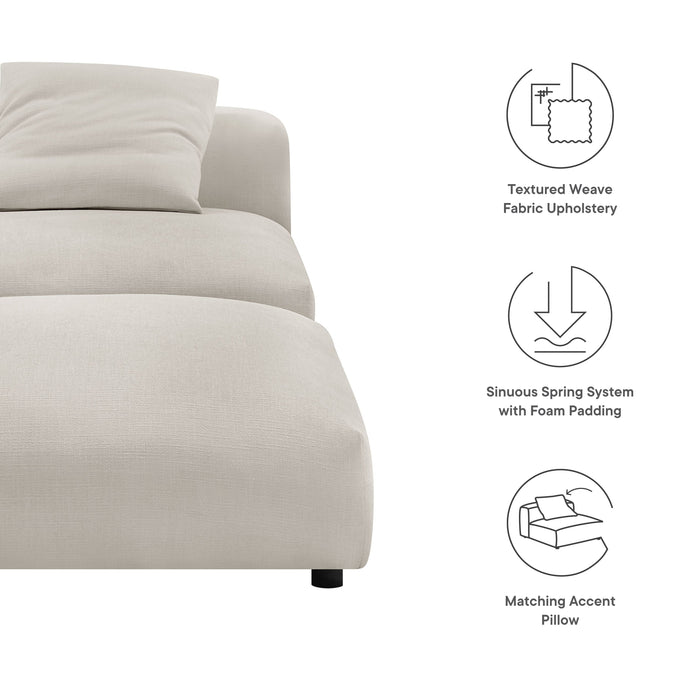 Modway Solace Modular Upholstered Fabric Armless Chair and Ottoman Set Living Room Furniture - View 20