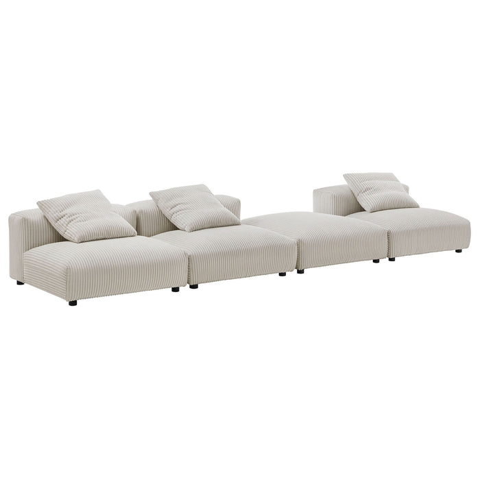 Solace 4-Piece Modular Corduroy Upholstered Sectional Sofa - alternate angle view