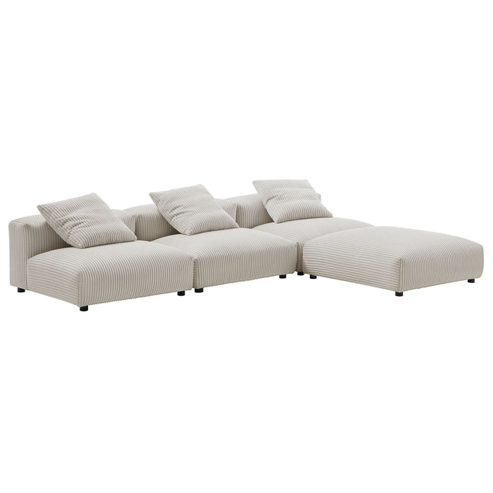 Solace 4-Piece Modular Corduroy Upholstered Sectional Sofa - view 6