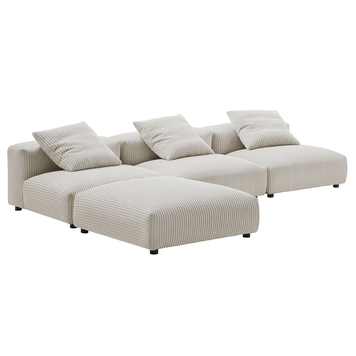 Solace 4-Piece Modular Corduroy Upholstered Sectional Sofa - view 7