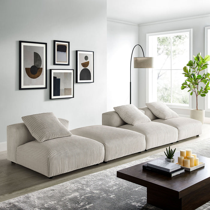 Solace 4-Piece Modular Corduroy Upholstered Sectional Sofa - Modway \living\sectionals