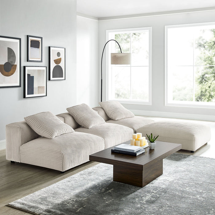 Solace 4-Piece Modular Corduroy Upholstered Sectional Sofa - view 5