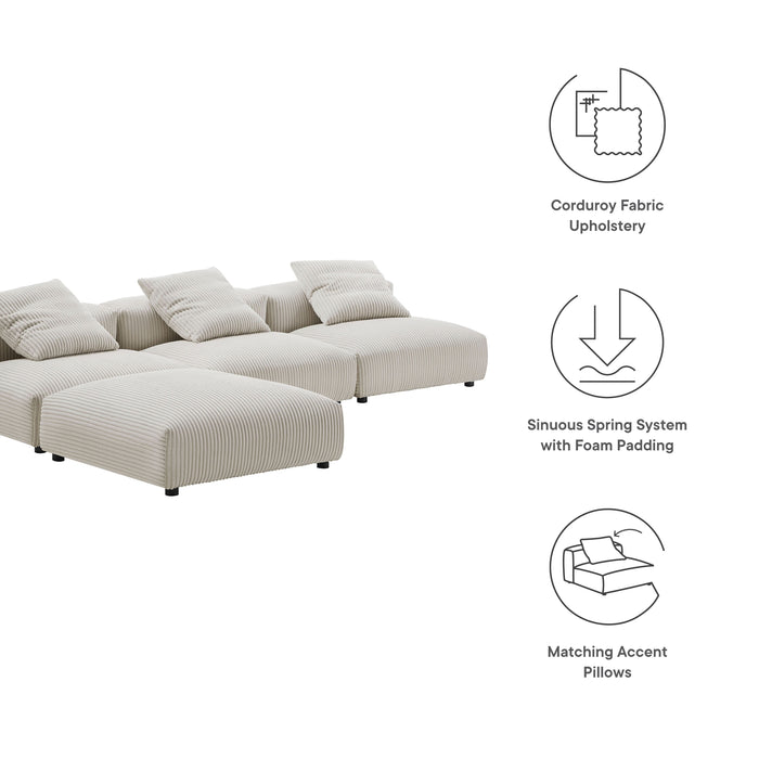 Solace 4-Piece Modular Corduroy Upholstered Sectional Sofa - detail close-up