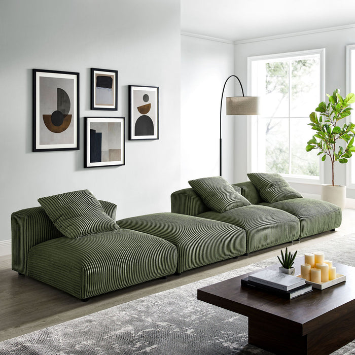 Solace 4-Piece Modular Corduroy Upholstered Sectional Sofa - view 13