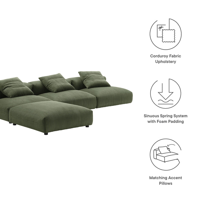Solace 4-Piece Modular Corduroy Upholstered Sectional Sofa - view 15