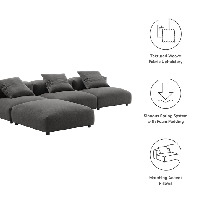 Solace 4-Piece Modular Upholstered Fabric Sectional Sofa - detail close-up