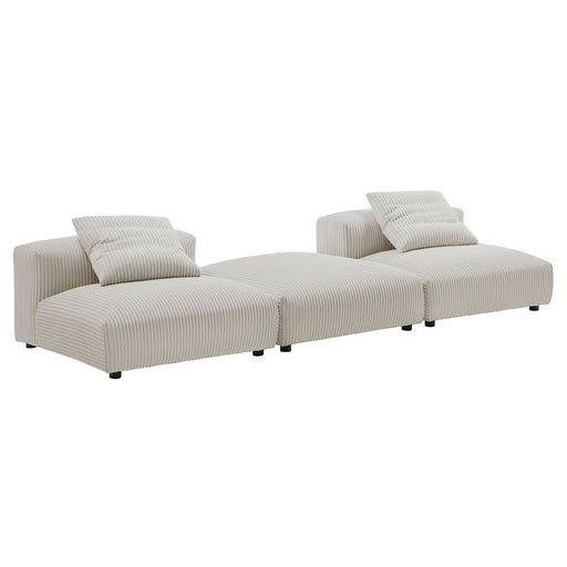 Solace 3-Piece Modular Corduroy Upholstered Sectional Sofa - alternate angle view