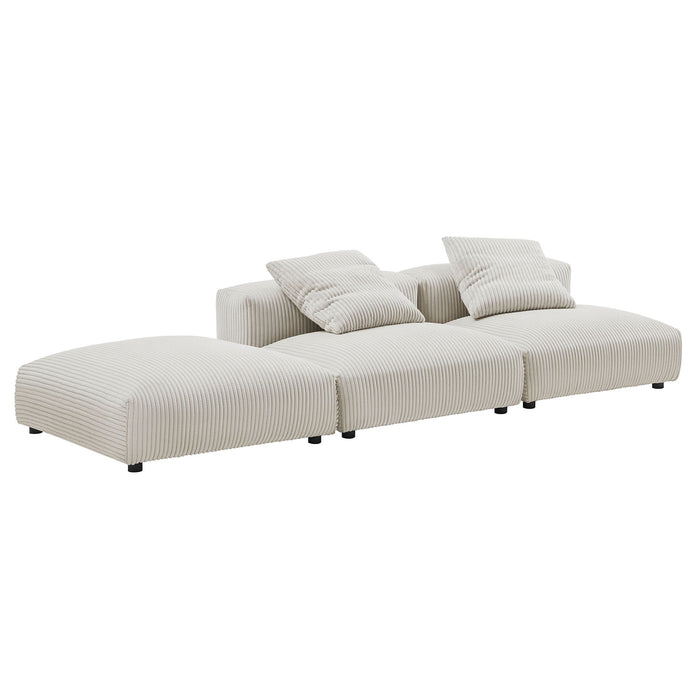 Solace 3-Piece Modular Corduroy Upholstered Sectional Sofa - view 7