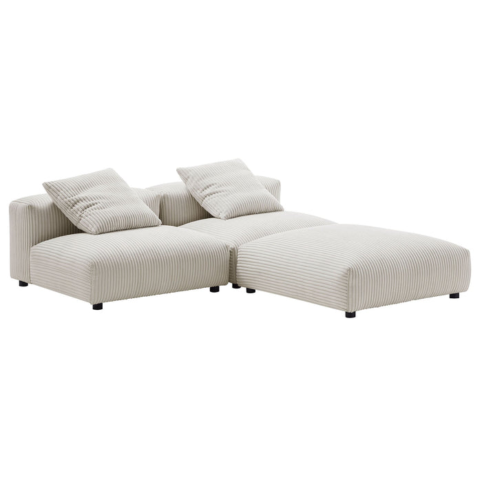 Solace 3-Piece Modular Corduroy Upholstered Sectional Sofa - view 8