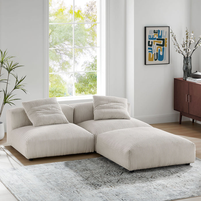 Solace 3-Piece Modular Corduroy Upholstered Sectional Sofa - view 5