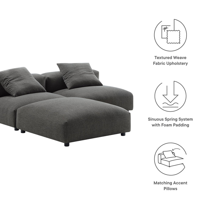 Solace 3-Piece Modular Upholstered Fabric Sectional Sofa - detail close-up