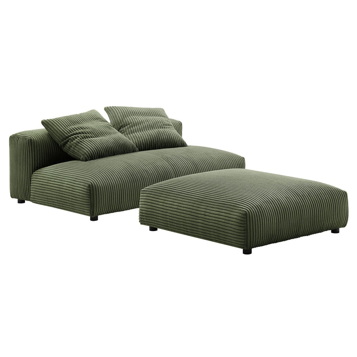 Modway Solace Modular Corduroy Upholstered Armless Loveseat and Ottoman Set Living Room Furniture - View 19