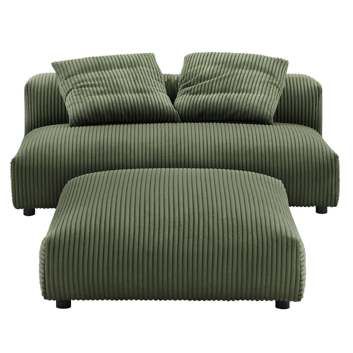 Modway Solace Modular Corduroy Upholstered Armless Loveseat and Ottoman Set Living Room Furniture - View 16