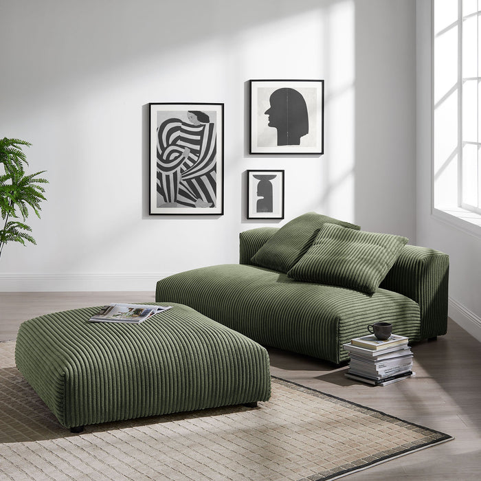 Modway Solace Modular Corduroy Upholstered Armless Loveseat and Ottoman Set Living Room Furniture - View 10