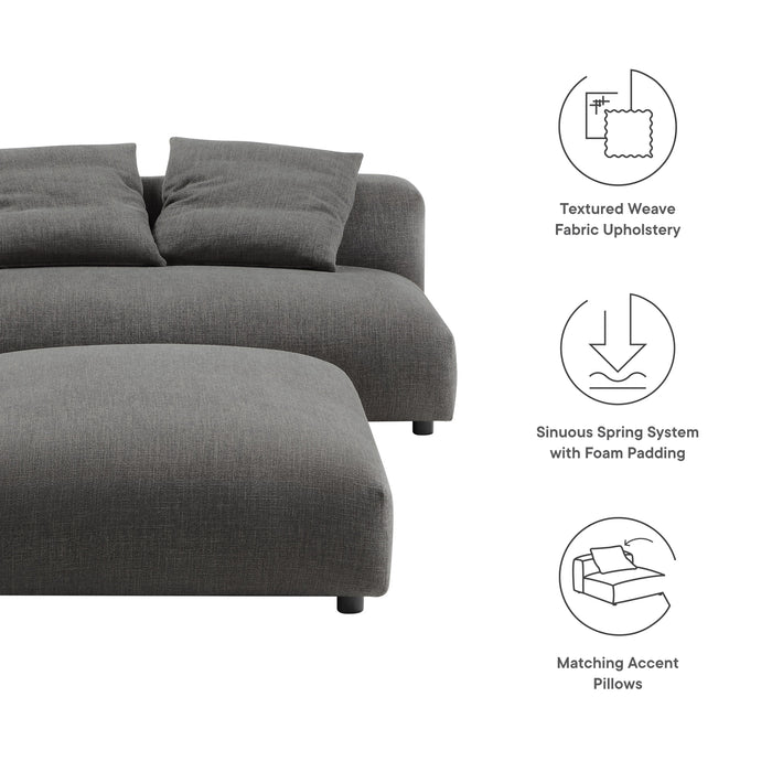 Solace Modular Upholstered Armless Loveseat and Ottoman Set for Modern Comfort and Style - side view