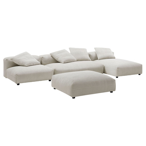 Solace 4-Piece Modular Corduroy Upholstered Sectional Sofa With Ottoman by Modway - angle view