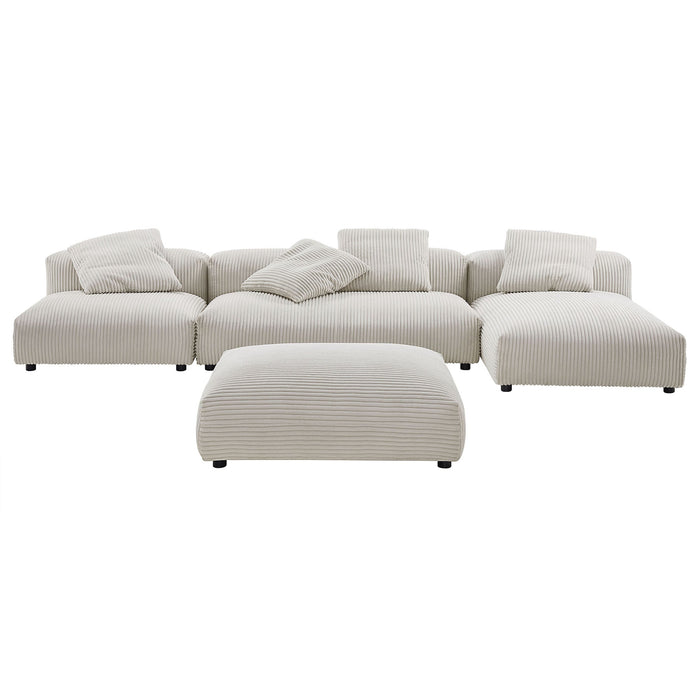 Solace 4-Piece Modular Corduroy Upholstered Sectional Sofa With Ottoman by Modway - view 17
