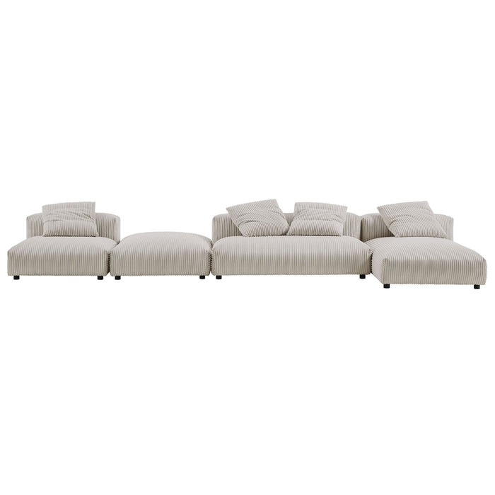 Solace 4-Piece Modular Corduroy Upholstered Sectional Sofa With Ottoman by Modway - view 16