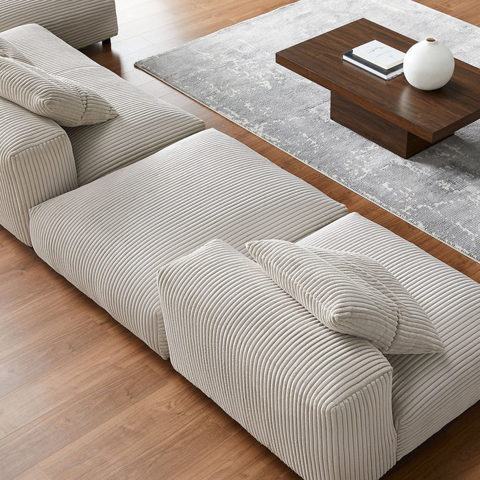 Solace 4-Piece Modular Corduroy Upholstered Sectional Sofa With Ottoman by Modway - detail close-up