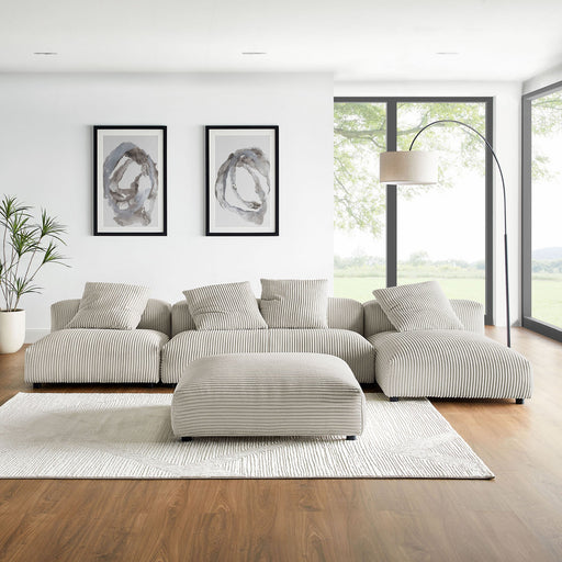 Solace 4-Piece Modular Corduroy Upholstered Sectional Sofa With Ottoman by Modway - front view
