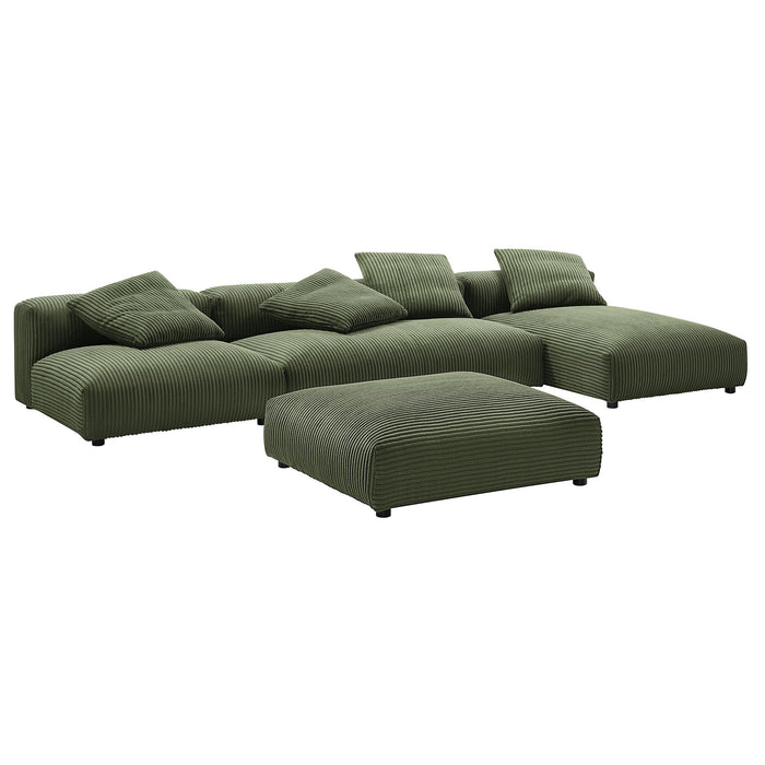 Solace 4-Piece Modular Corduroy Upholstered Sectional Sofa With Ottoman by Modway - view 19