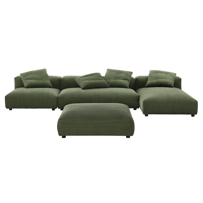 Solace 4-Piece Modular Corduroy Upholstered Sectional Sofa With Ottoman sectional sofa side view