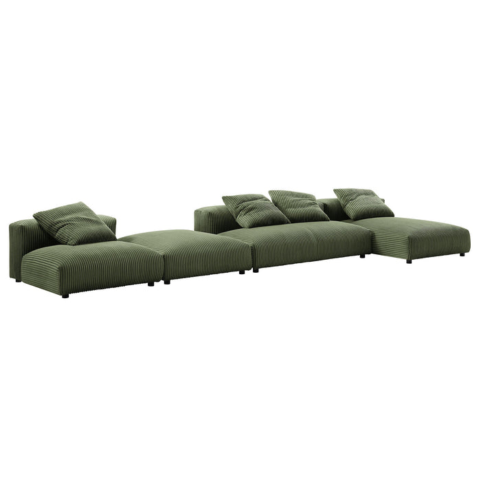 Solace 4-Piece Modular Corduroy Upholstered Sectional Sofa With Ottoman by Modway - view 24