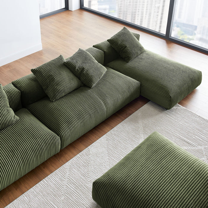 Solace 4-Piece Modular Corduroy Upholstered Sectional Sofa With Ottoman by Modway - view 22