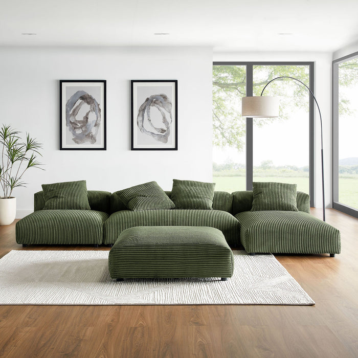 Solace 4-Piece Modular Corduroy Upholstered Sectional Sofa With Ottoman by Modway - view 18