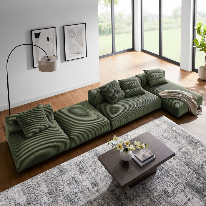 Solace 4-Piece Modular Corduroy Upholstered Sectional Sofa With Ottoman by Modway - view 23