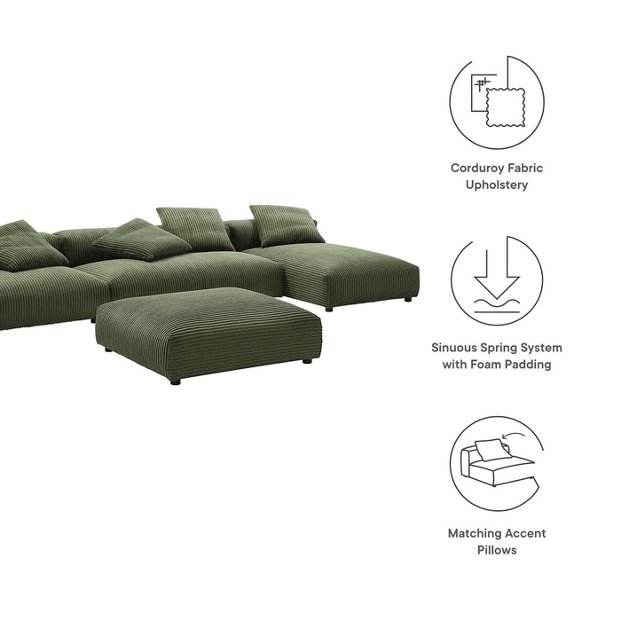 Solace 4-Piece Modular Corduroy Upholstered Sectional Sofa With Ottoman by Modway - view 20