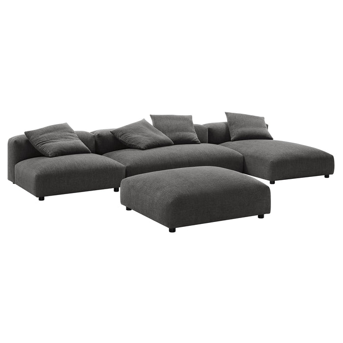 Solace 4-Piece Modular Upholstered Fabric Sectional Sofa With Ottoman by Modway - angle view