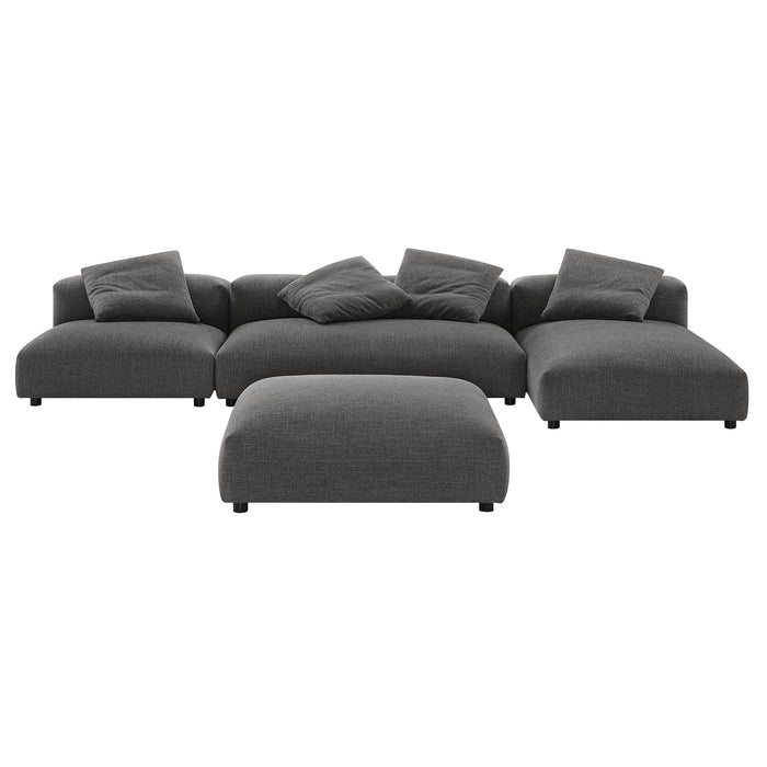 Solace 4-Piece Modular Upholstered Fabric Sectional Sofa With Ottoman by Modway - view 17