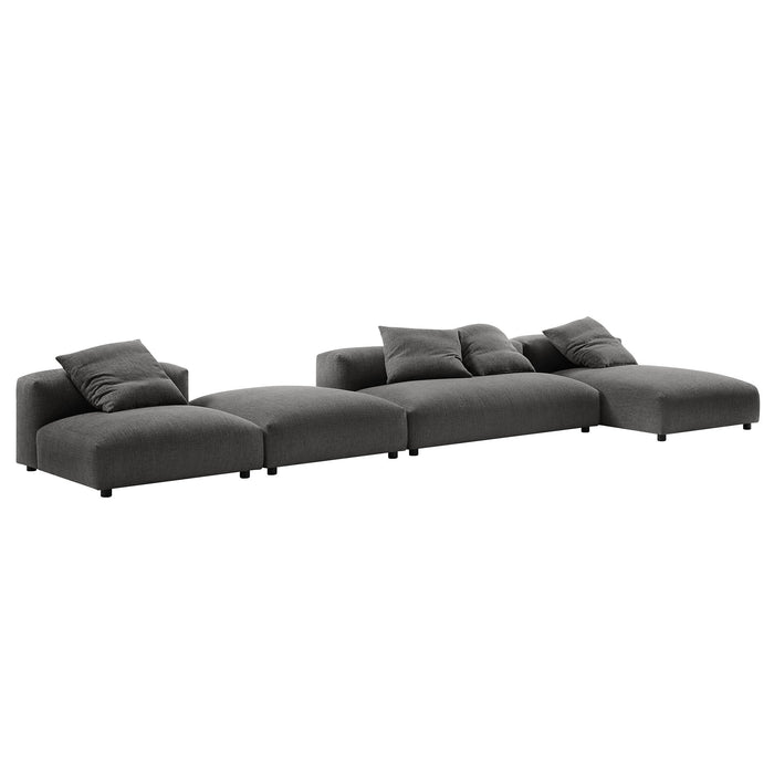 Solace 4-Piece Modular Upholstered Fabric Sectional Sofa With Ottoman by Modway - lifestyle in-use