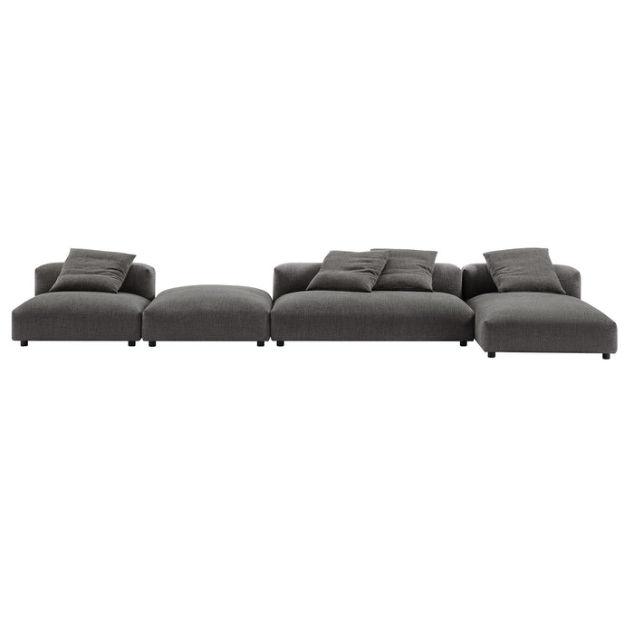 Solace 4-Piece Modular Upholstered Fabric Sectional Sofa With Ottoman by Modway - view 16